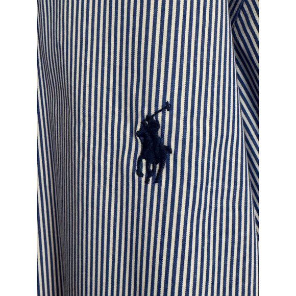 Ralph Lauren Button-Down Men’s 4XB Blue & White Striped Cotton Long Sleeve Shirt - Picture 3 of 6